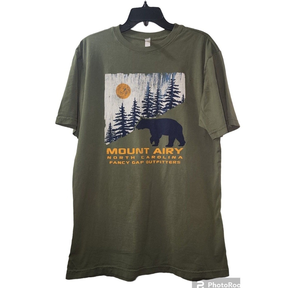 Ouray Mount Airy North Carolina Graphic T-Shirt Bear‎ Trees Olive Green